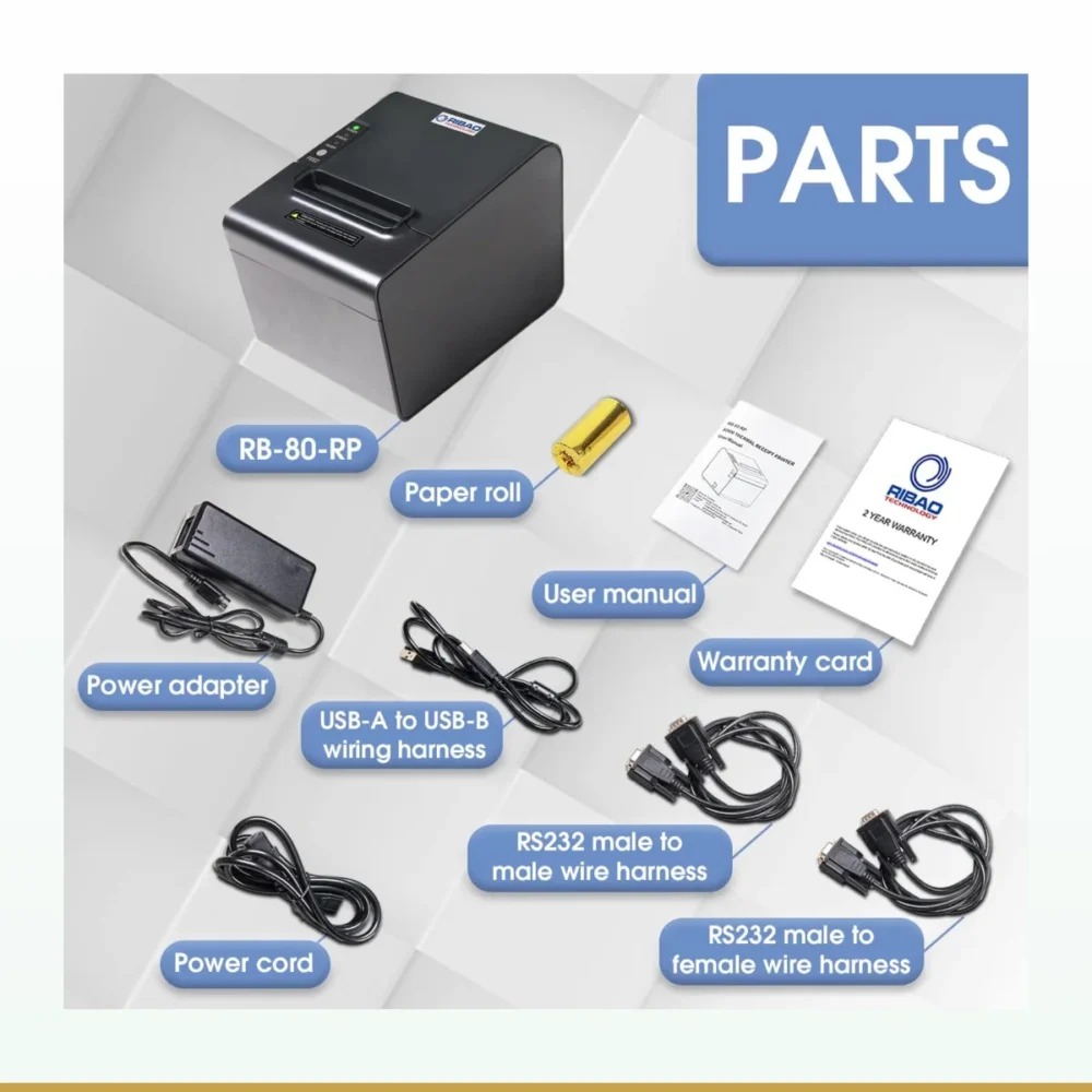 RIBAO 80mm Thermal Receipt Printer for Money Counters – 2